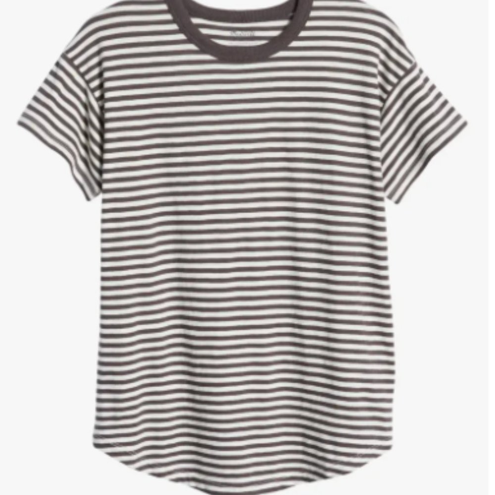 Madewell Damien Stripe Whisper Cotton Rib Crewneck T-Shirt - Picture 2 of 4